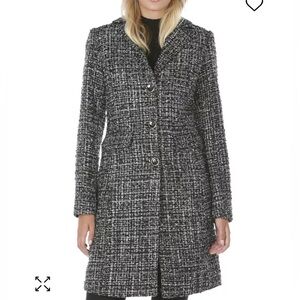 Laundry by Shelli Segal Metallic Tweed Black/Silver Coat Women’s Sz M‎